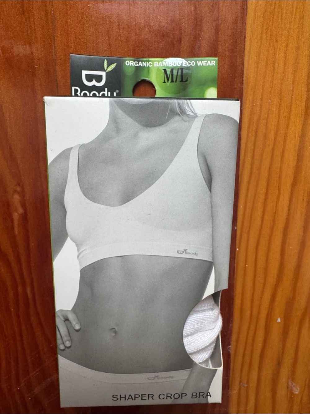 BOODY Shaper Crop Bra M / L - Organic Bamboo Comfort - WHITE - NWT